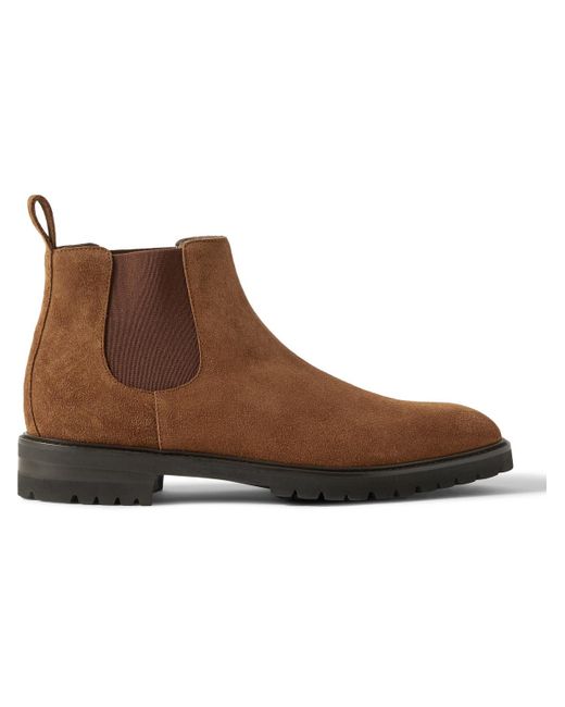 Manolo Blahnik Brompton Suede Chelsea Boots in Brown for Men | Lyst