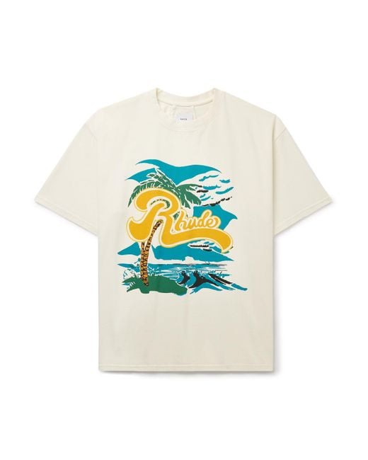 Rhude Gray Regatta Logo-print Cotton-jersey T-shirt for men