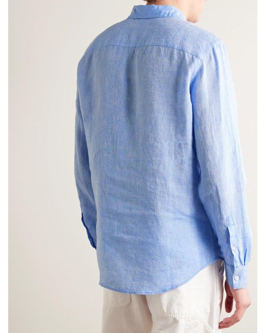 Club Monaco Blue Luxe Linen Shirt for men