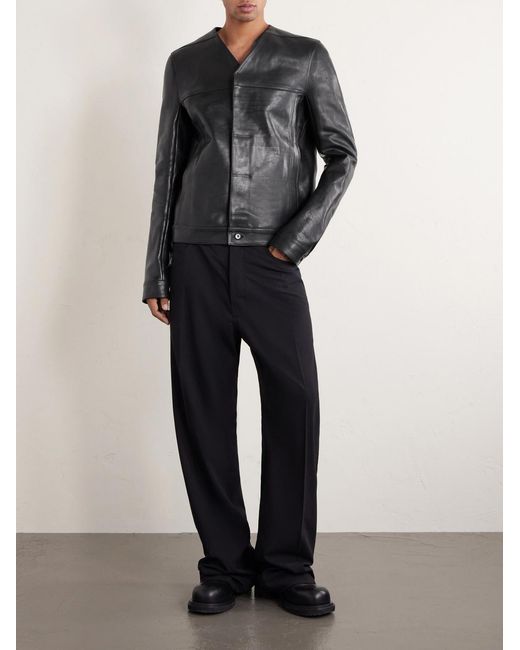 Rick Owens Black Temple Work Leather Jacket for men