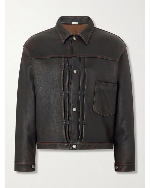 A.PRESSE Black Leather Jacket for men