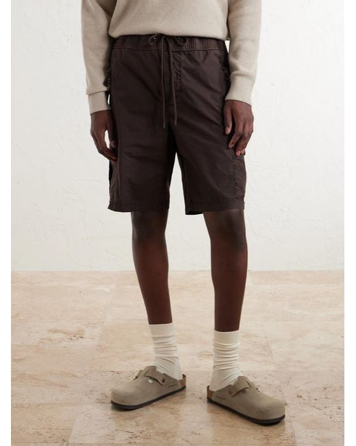 James Perse Brown Straight-leg Stretch Cotton-poplin Shorts for men