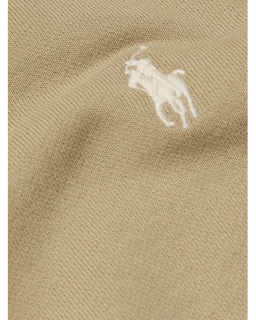 Polo Ralph Lauren Natural Logo-Embroidered Cotton-Jersey Half-Zip Sweatshirt for men