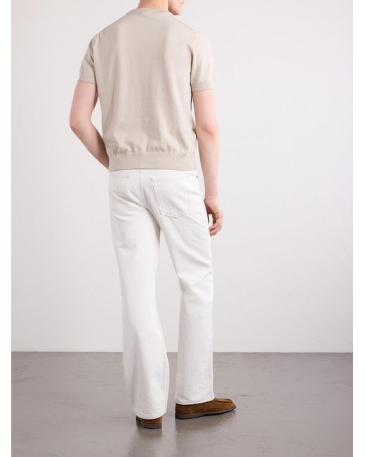 Brioni Natural Knitted Cotton T-Shirt for men