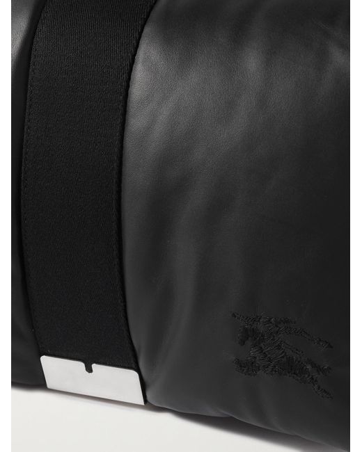 Burberry Black Logo-embroidered Padded Leather Messenger Bag for men