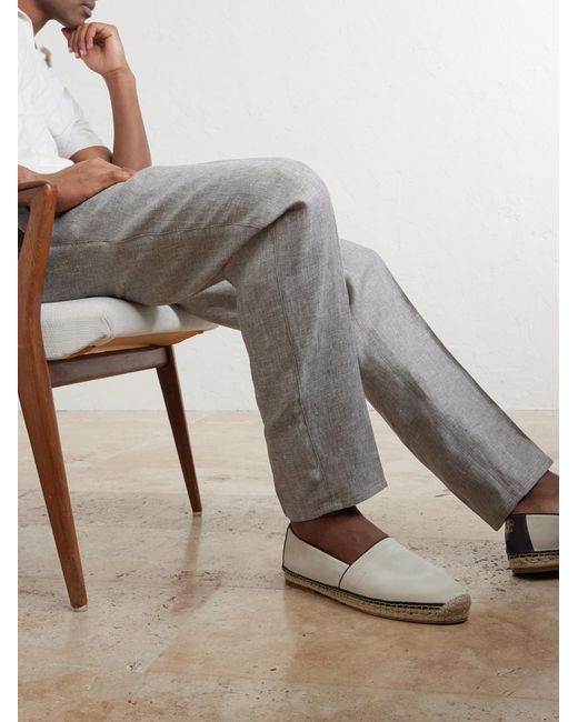 Brunello Cucinelli Gray Straight-Leg Pleated Hemp And Linen-Blend Twill Trousers for men
