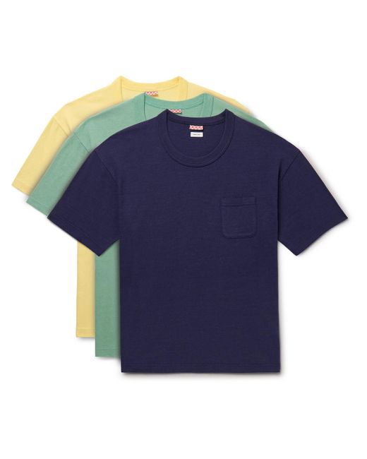 Visvim Blue Sublig Jumbo Three-pack Cotton-blend Jersey T-shirts for men