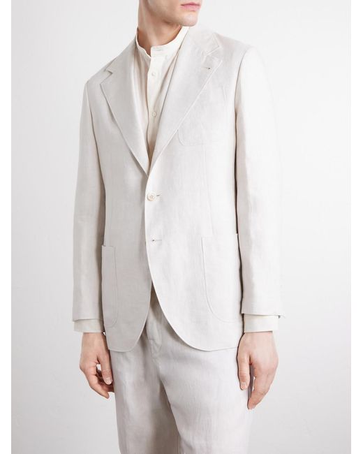 Brunello Cucinelli White Linen-Twill Suit Jacket for men