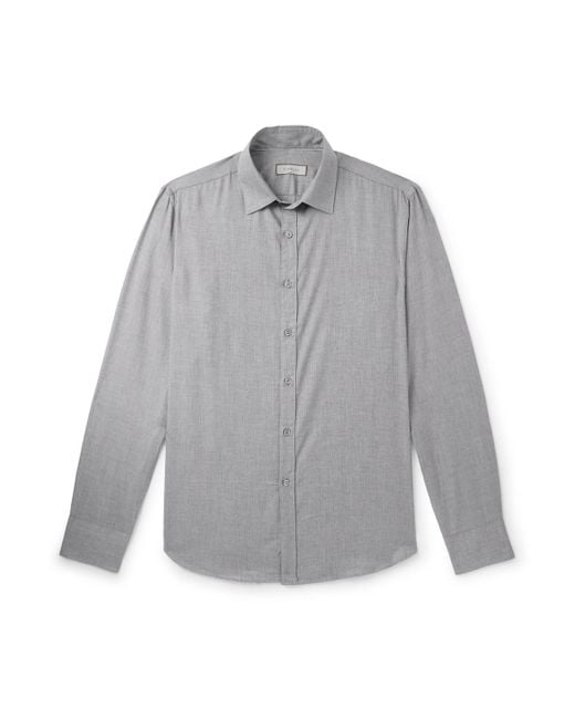 Canali Men's Gray Pima Cotton-Flannel Shirt