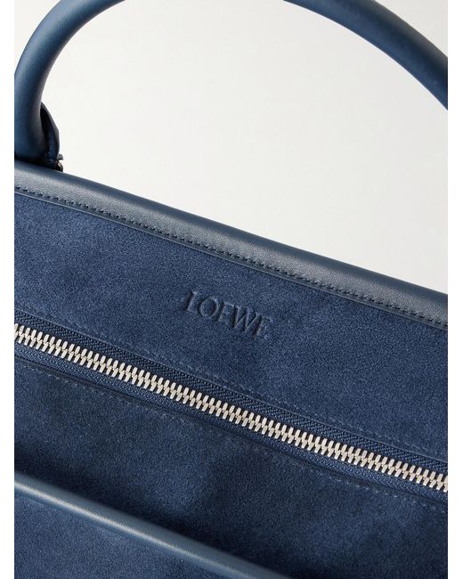 Loewe Blue Amazona 180 Leather-Trimmed Suede Tote Bag for men