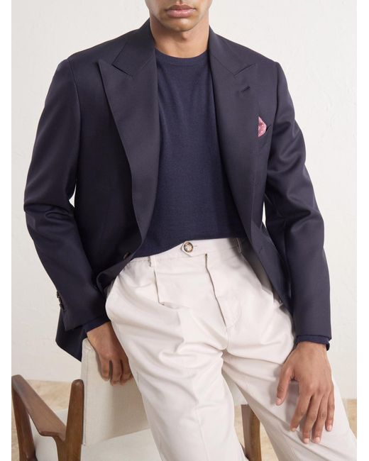Zegna Blue Cashmere And Silk-blend Sweater for men