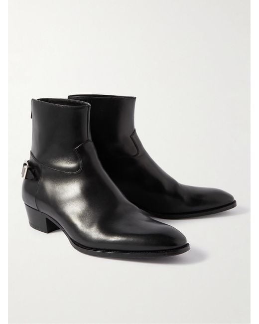 Céline Drugstore Ankle Boots aus Leder mit Schnalle in Black für Herren