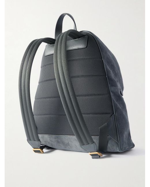 September Backpack Gucci September Logo-appliquéd Canvas-trimmed Suede Backpack in Blue ...