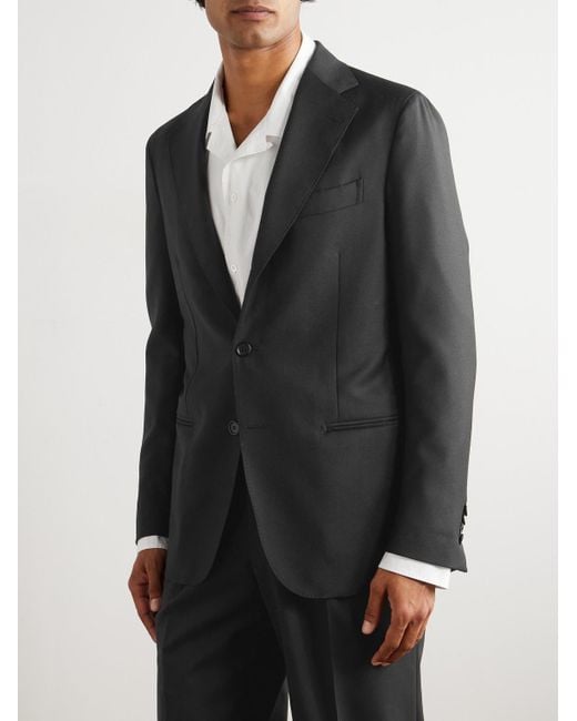 De Petrillo Black Napoli Virgin Wool Suit Jacket for men