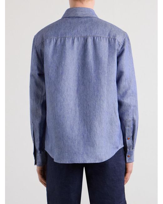 God's True Cashmere Blue Linen Shirt for men