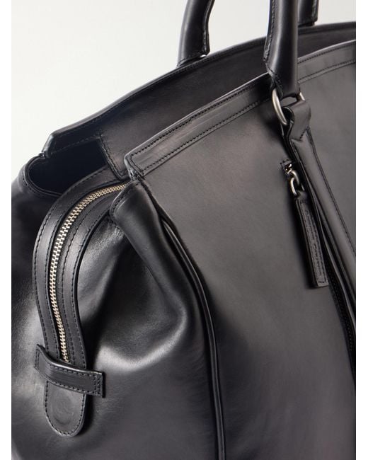 Officine Creative Black Quentin 009 Leather Weekend Bag for men