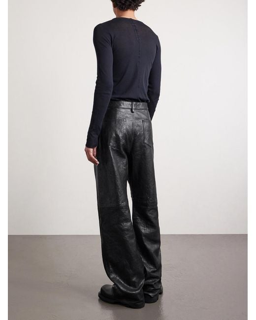 Rick Owens Gray Geth Wide-leg Full-grain Leather Trousers for men
