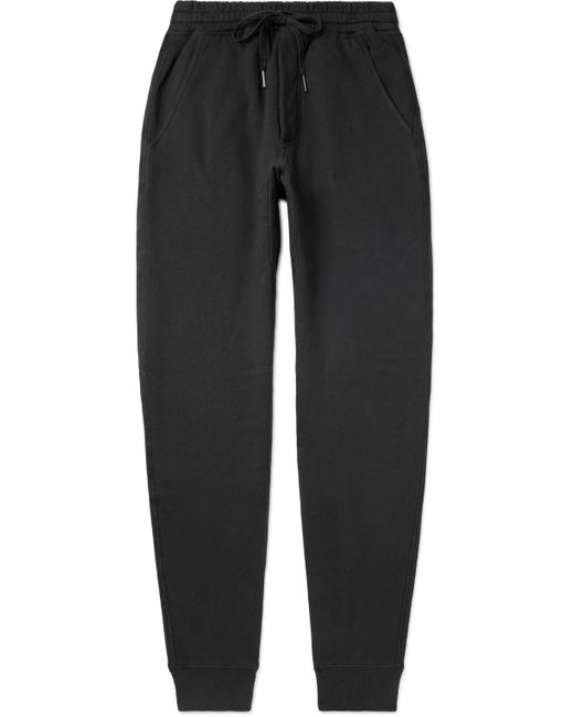 Tom Ford Black Tapered Garment-dyed Cotton-jersey Sweatpants for men