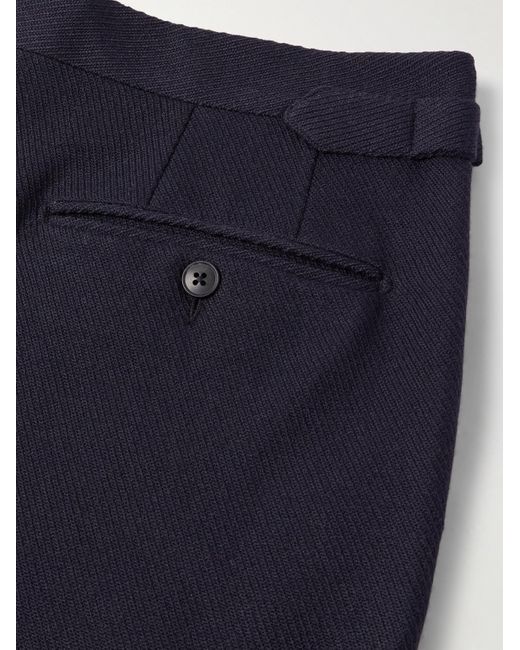 Saman Amel Blue Straight-Leg Pleated Wool Suit Trousers for men