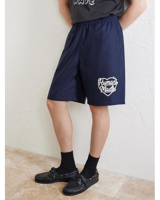 Human Made Blue Straight-leg Logo-print Cotton-twill Shorts for men
