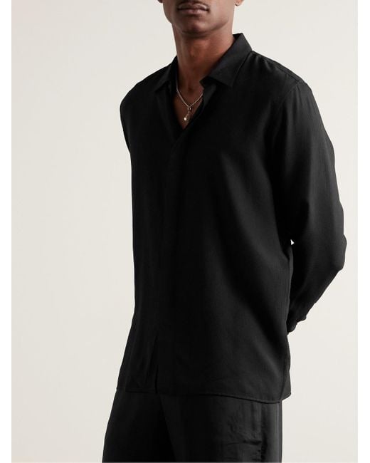 Camicia in jacquard a pois di Saint Laurent in Black da Uomo