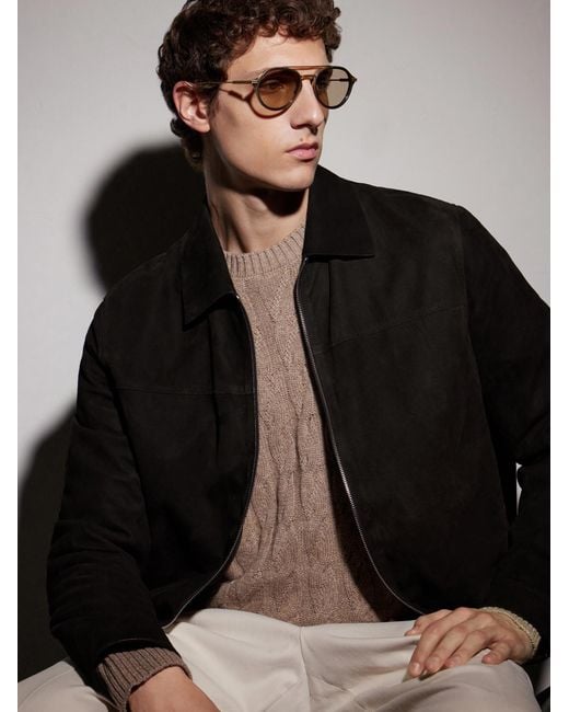 Zegna Natural Aviator-Frame Titanium Sunglasses for men