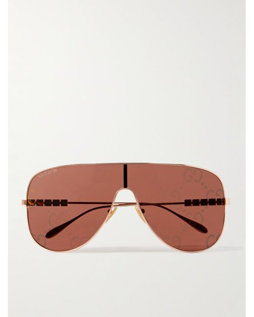 Gucci Pink Aviator-style Rose Gold-tone Sunglasses for men