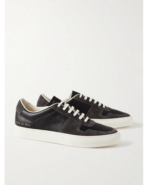 Common Projects Black Bball Suede-trimmed Leather Sneakers for men