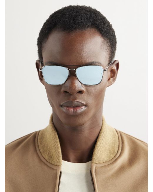 Ray-Ban Blue Caravan Reverse Square-frame Silver-tone Sunglasses for men