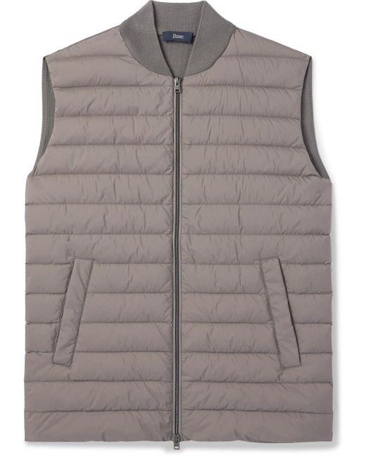 Herno Brown Padded Shell And Wool And Silk-blend Down Gilet for men