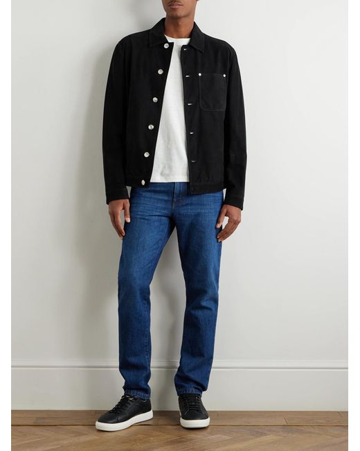 Brunello Cucinelli Black Nubuck Trucker Jacket for men