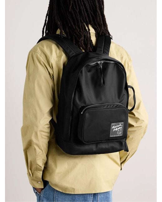 Maison Kitsuné Black The Traveller Logo-appliquéd Backpack for men