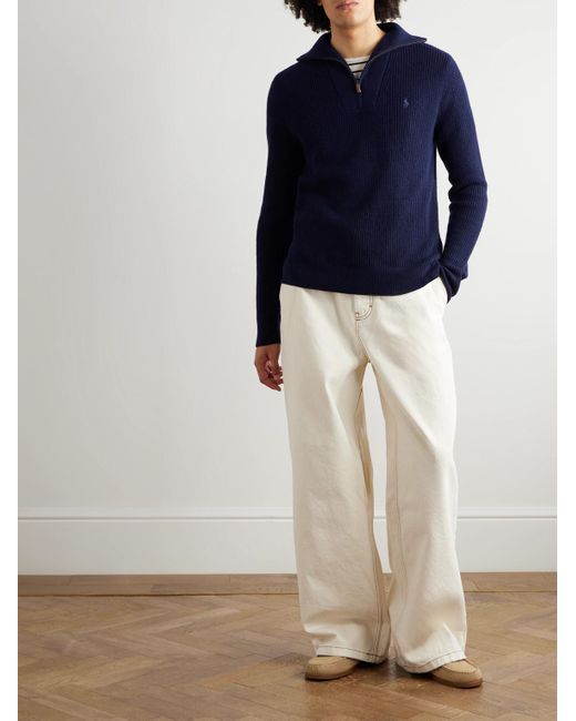Polo Ralph Lauren Troyer aus einer Woll-Baumwollmischung in Waffelstrick in Blue für Herren