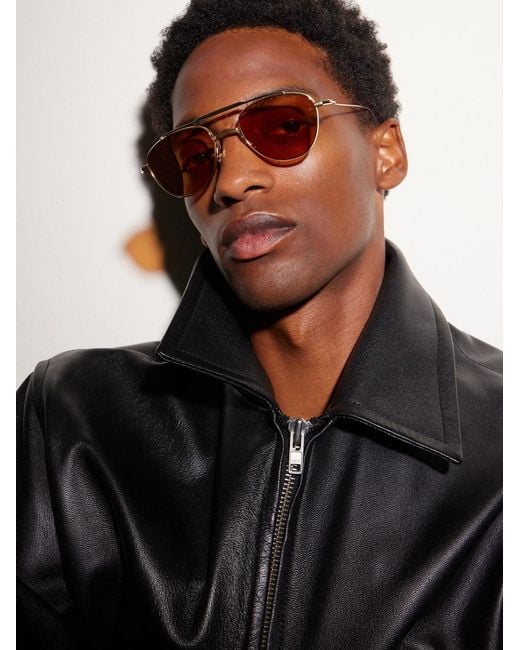 Jacques Marie Mage Natural Flynn Aviator-style Gold-tone Metal Sunglasses for men