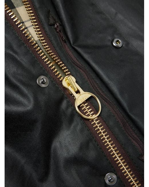 Barbour Black Beaufort Corduroy-Trimmed Waxed-Cotton Jacket for men