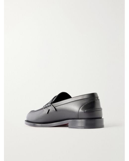 Christian Louboutin Black The Plato Logo-Embellished Leather Penny Loafers for men