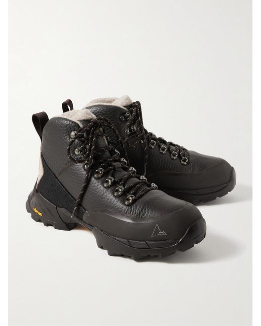 Roa Black Andreas Suede And Rubber-Trimmed Leather Hiking Boots for men
