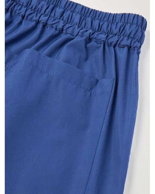 Umit Benan Blue Julian Straight-leg Cotton-poplin Drawstring Shorts for men