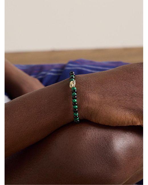 Luis Morais Double Knot Armband mit Zierperlen aus Malachit und Onyx und Detail aus Gold in Green für Herren
