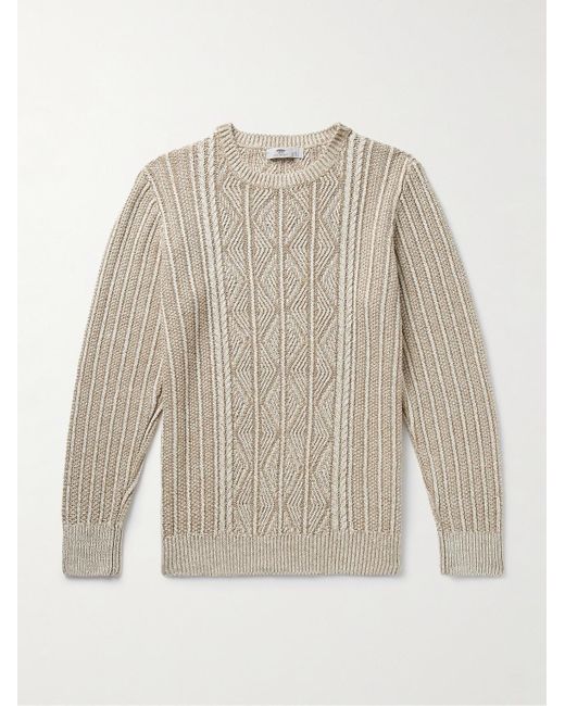 Inis Meáin White Aran Cable-knit Linen Sweater for men