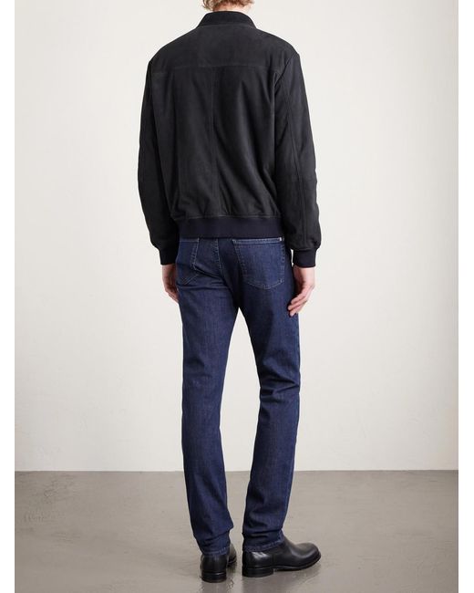 Canali Blue Suede Blouson Jacket for men