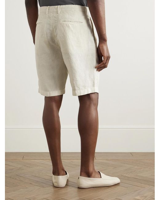 Boglioli Natural Straight-Leg Pleated Linen Shorts for men
