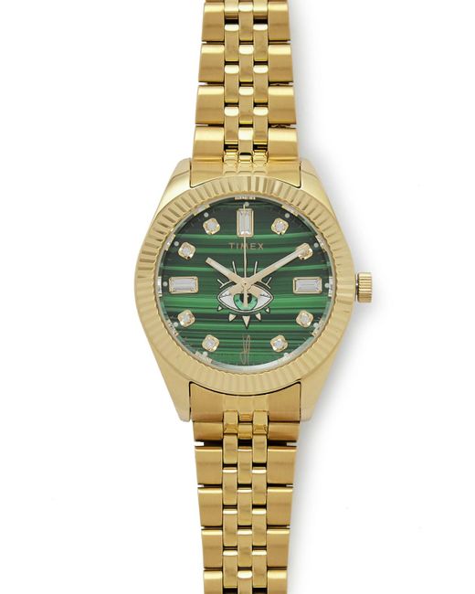 Timex Metallic Jacquie Aiche 38mm Gold-tone Stainless Steel And Malachite Watch for men