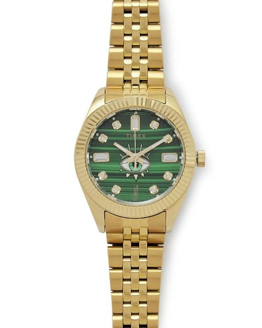 Timex Jacquie Aiche 38mm Goldtone Stainless Steel And Malachite Watch