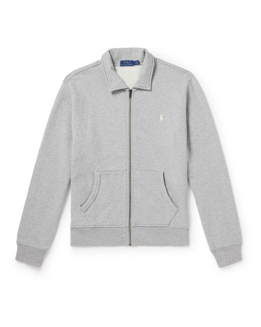 Polo Ralph Lauren Gray Logo-embroidered Jersey Zip-up Sweatshirt for men
