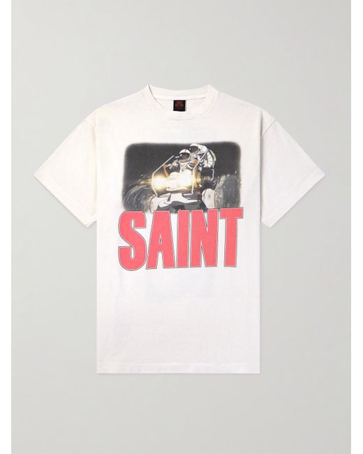 SAINT Mxxxxxx White Freedom Space Logo-print Cotton-jersey T-shirt for men