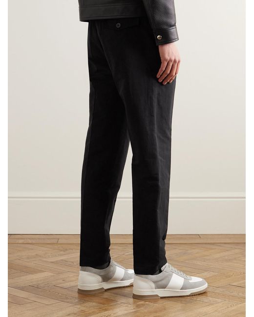 Mr P. Black Tapered Pleated Linen, Cotton And Nylon-Blend Trousers for men