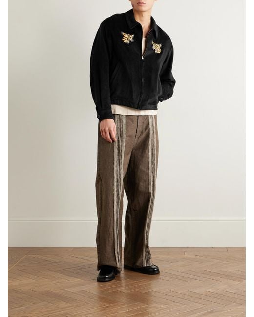 Visvim Black Norad Embroidered Brushed-Silk Blouson Jacket for men
