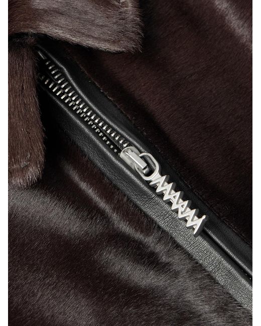 Marni Brown Leather-Trimmed Calf Hair Jacket for men