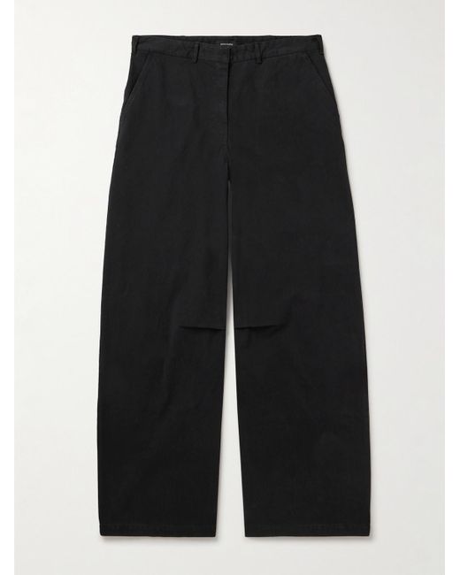 Entire studios Black High-rise Pm Wide-leg Cotton-twill Trousers for men